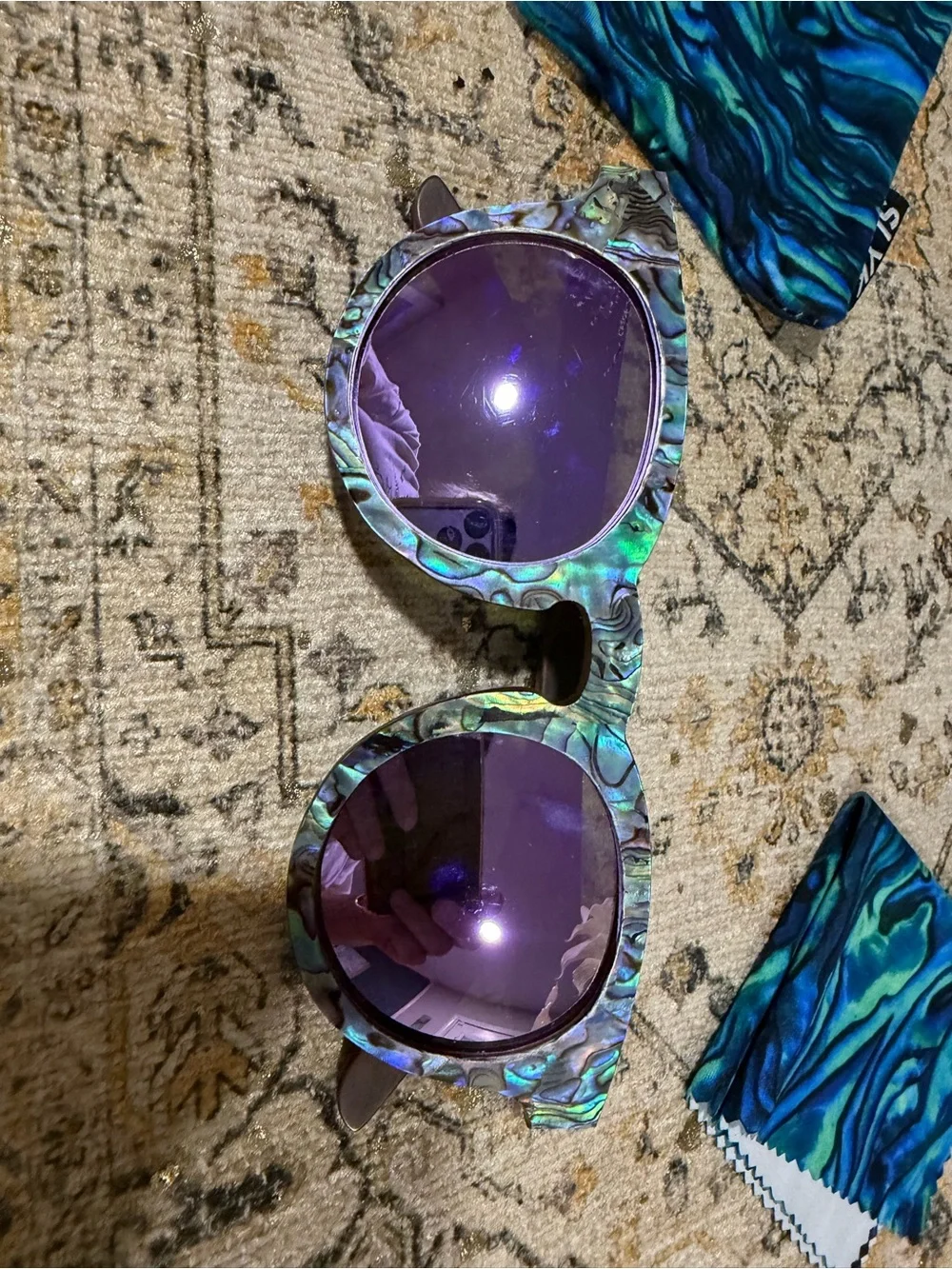 SLYK Shades Blue Marble Round Sunglasses new